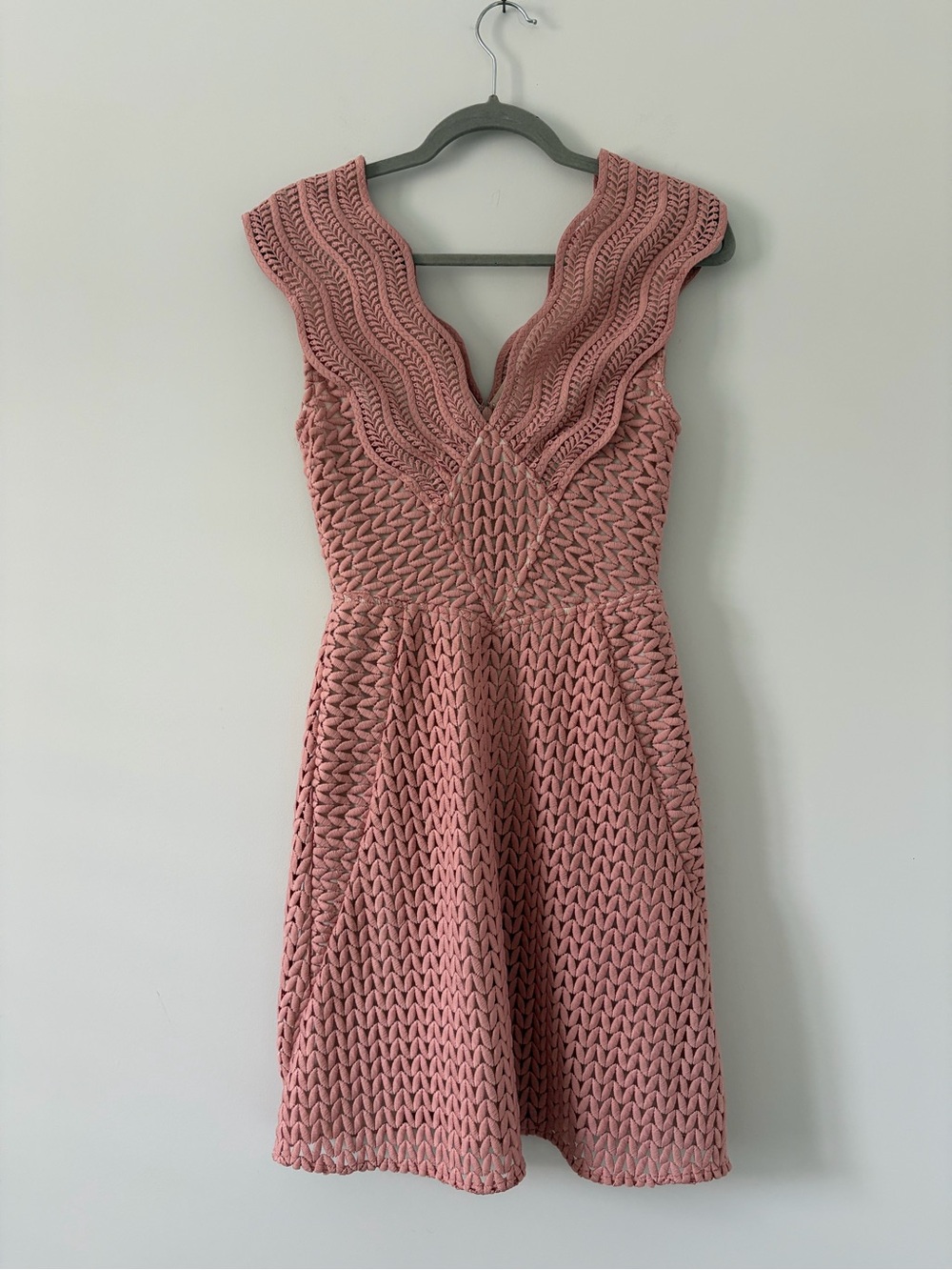 REISS Marianna Blush Pink Sleeveless Structured Lace A Line Cocktail Mini Dress